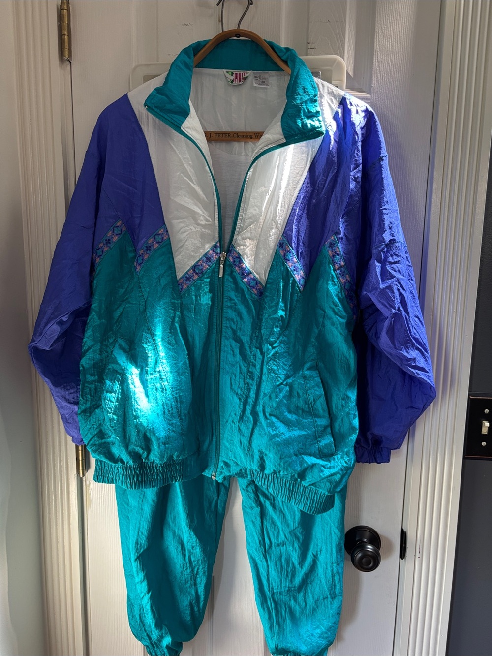 Vintage Teal, Purple & White Colorblock Track Set